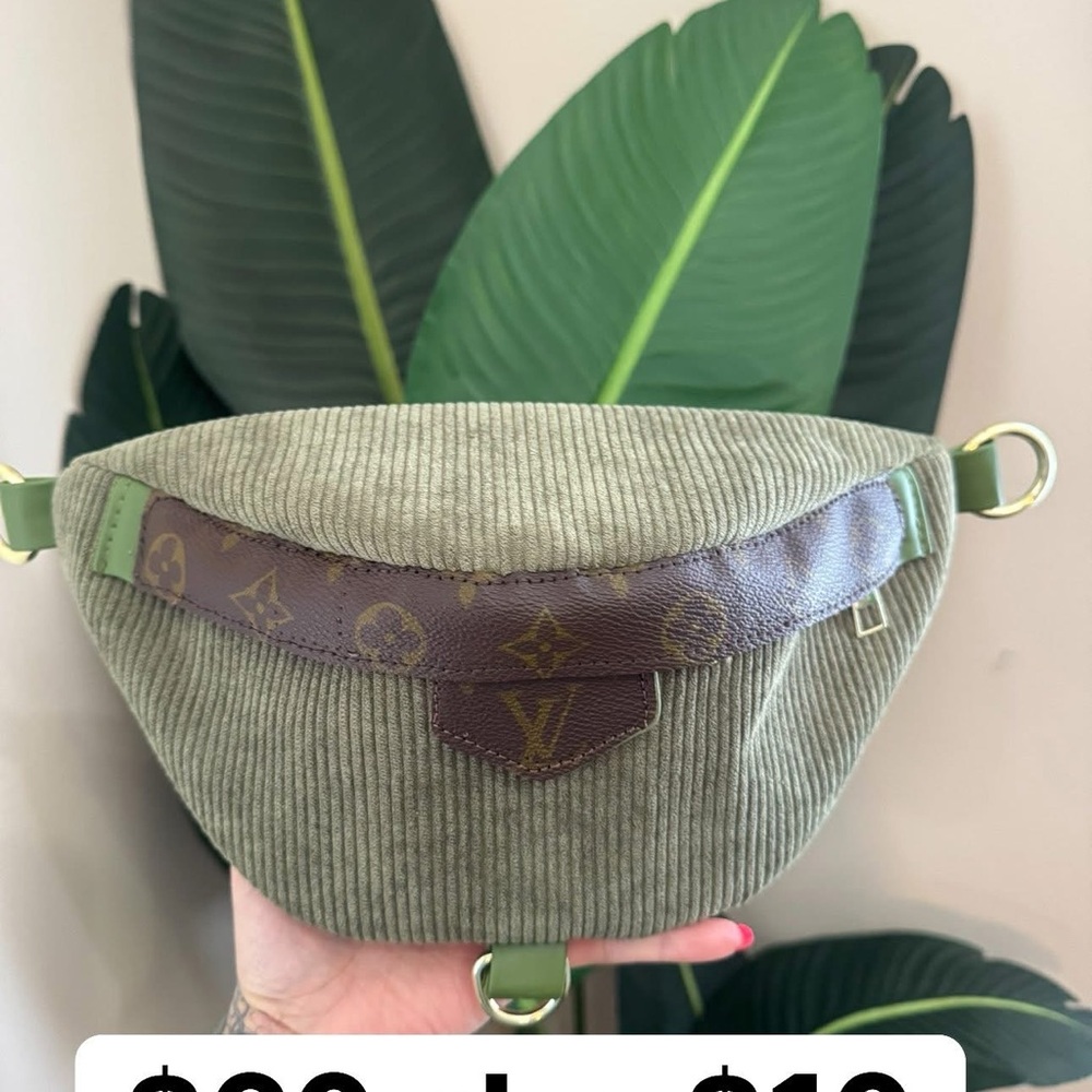 Repurposed LV canvas / Green and Brown bumbag